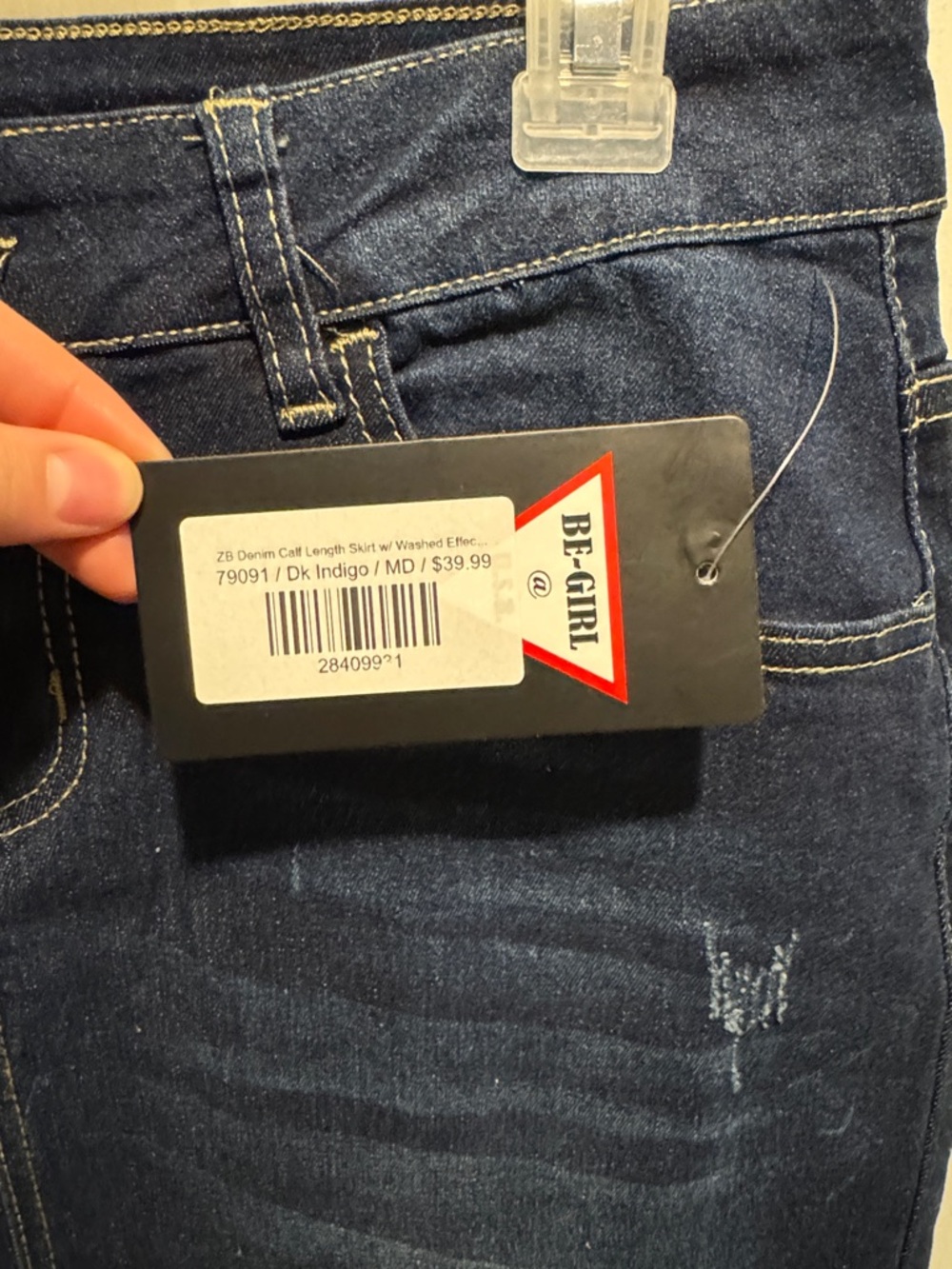 BE-GIRL Dark Blue Denim Straight Pencil Skirt - Picture 2 of 3